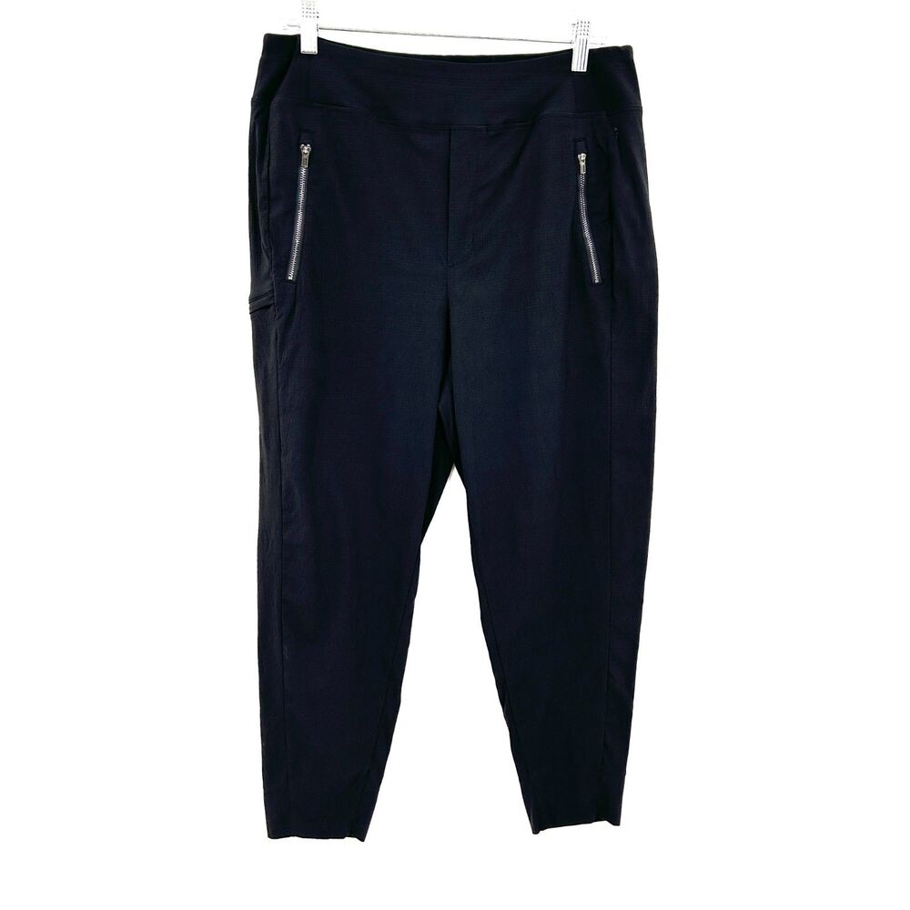 ATHLETA Black Trekkie North Ripstop Nylon Zip Pocket Ankle Jogger Pants Size 12